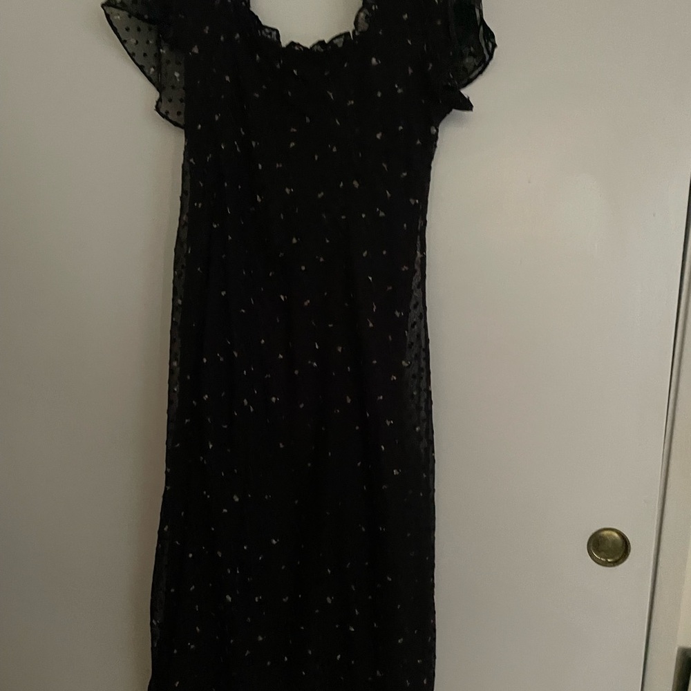 So Kiss Me Swiss Dot Flutter Sleeve Maxi Dress